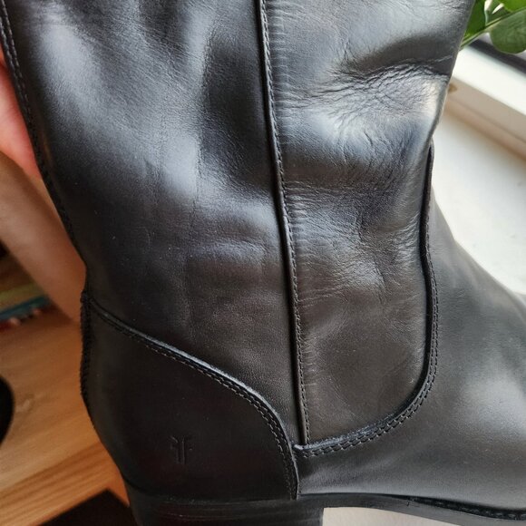 NEW 9.5 Frye Melissa Equestrian Black Zip Tall Boots - Picture 10 of 16